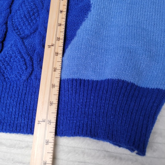 Aelfric Eden Colorblock Sweater Men's XL Blue Cream Chunky Knit Indie Streetwear - Picture 5 of 10